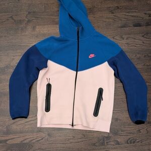 Nike Tech Windrunner Full Zip Blue and Pink Hoodie
